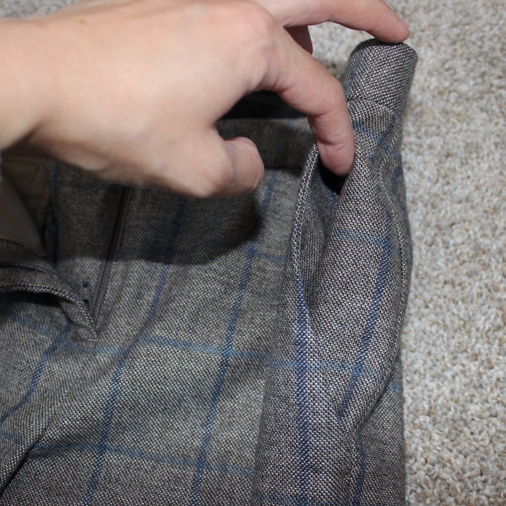 Theory Cropped Wool Blend Windowpane Check Pants - image 3